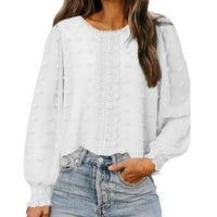Ženska bluza O-izrez dugih rukava šifon bluza mljevena lopta čipka majica žensko jednostavno elegantno