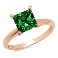 1.5ct princeza rez zeleni simulirani smaragd 18K 18K ružičastog godišnjice za angažman prsten veličine