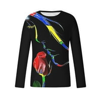 Lilgiuy New Valentinovo muške 3D tiskanje dugih rukava Majica modni casual labavi okrugli vrat podloge