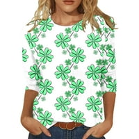 APEPAL Womens casual rupne majice Stretchy Crew izrez Slim Fit St. Patricks Holiday Print bluza Green