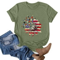 Patriotske majice za žene smiješne suncokret za ispis američke zastave Ispiši casual kratkih rukava