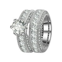 Sjajni puni dijamantni prsten okrugli CUT Cubic cirkonijski prstenovi set za žene
