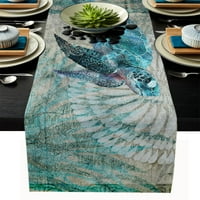 Ocean kornjača Retro stol trkač pamuk posteljina kuhinja Stol za trpezariju za kućnu vjenčanu zabavu