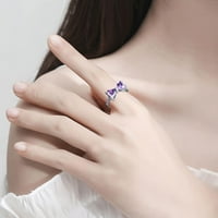 Lowrofile prstenovi za žene djevojke ljubičasta luk dijamant elegantni rinestone puni dijamantni cirkon
