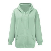 Zip up hoodie za žene za jesen prevelike duksere sa džepom casual solidne boje s kapuljačom s dugim