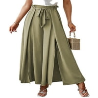 Crianlook ženska pamučna mekana palazza široka noga za nogu visoke struk casual labave hlače sa pojasom