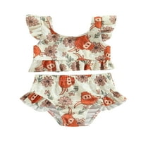 TODDLER Djevojke za djevojčice kupaći kostim cvjetni print prsluk mutaru + elastični nosači za kupanje