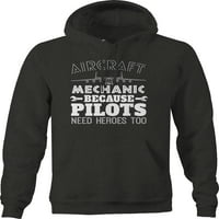 Avioni mehaničar jer piloti trebaju heroje fleece dukserir za muškarce 2xl tamno siva