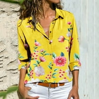 Pad bluze za žene Boho Ženska nova majica Butterfly cvijeća košulja Štampano dugme s dugim rukavima