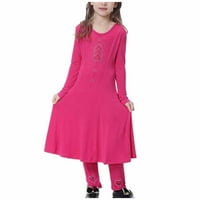 Odeerbi Muslimanska haljina za djevojke dugih dugih rukava V izrez Colorblock haljina za teen djevojke
