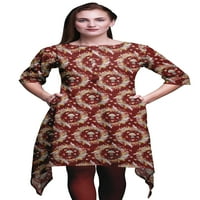 BIMBA Crvena gljiva i vijenac cvjetni indijski tunički vrhovi za djevojke tiskane casual top za žene