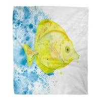 Bacanje pokrivača šarene akvarel žuto tang riblje vode prskanje akvarij vodenih plaža topla flanela