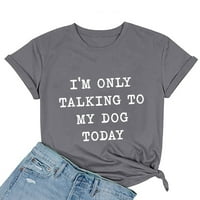 Zlekejiko Modna labava kratka košulja za bluburu Top O-izrez za štampanje Majica Ženska ženska bluza