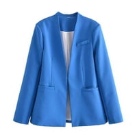 Bezolor Womens Trendy Fall Blazer jakne Ležerne prilike s dugim rukavima Otvoreno poslovno odijelo Solid