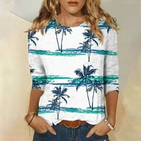 Qolati rukav na vrhu za žene moda Havajska ispis vrata kratka majica casual labava fit tuc Holiday bluza