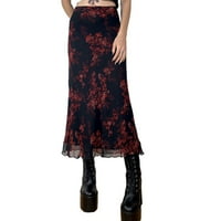Musuos Women duga suknja, vintage elegantna cvjetna ljetna jesen suknja za ležerne