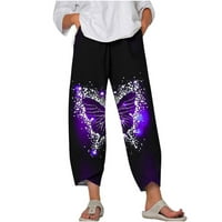 EdVintorg Ženske ljetne leptirske hlače Loungewear Clearence Modne Ležerne prilike ravne džepove Žene