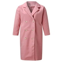Ženska odjeća s dugim rukavima kaput dvostruko grudi jakna casual rovova na otvorenom ružičasta 5xl
