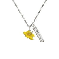 Delight nakit Silvertone Yellow Hibiscus Flower Silververs Budite jaki i hrabri ogrlica od bara Charm,