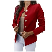 Ženska puna boja s dugim rukavima s malim kostima s dugim rukavima, kratki kaput iznad crvenog m