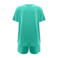 Wofedyo Hlače za žene Ženske žene Dvije odjeće Solid Boja vrhova bluza majica Shars set sa džepovima