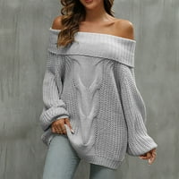 Duks pulover za žene Ležerne prilike dugih rukava Dukseri za dugi rukav prevelizirani rebrasti pleteni