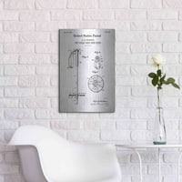 Luxe Metal Art 'Ski Poluping Grip i prsten nacrt patentni bijeli' Akrilni stakleni zid Art, 16 x24