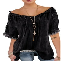 Plus size casual Sextranspantna bluza za žene izvan ramena vrhovi čipke Crochet Velike majice kratki