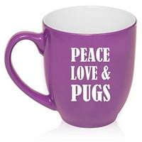 OZ velika bistro šoljara keramička kava čaj čaša čaša mir ljubavi i pugs