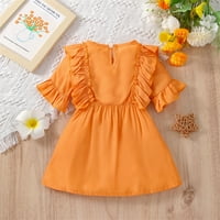 Djevojke toddlera Haljina kratkih rukava modna haljina čvrstog ispisa narančasta 74
