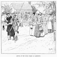 Žene Jamestown ns dolazak u Jamestown Virginia of Respection Young Wones za supruge onih kolonista koji