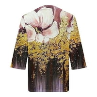 Brglopf Žene Ljeto Prevelike vrhove rukava V rect Tees cvjetni ispis Lagane majice Ležerne prilike labavih
