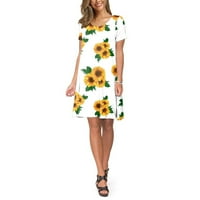 Formalna haljina za žensko, ljeto plus veličine kratkih rukava cvjetna o-izrez glamurozna žuta quinceanera
