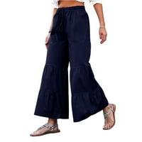 Lilgiuy ženske ležerne hlače udobne elastične visoke struk široke noge casual labave plažne hlače lagane