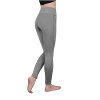 Ženske joge Sportske hlače Ljetne modne hlače za dame Thremy Control Hlače uska ugradnja Stretch Long Legging Solid pantalone za boju Vježba siva l