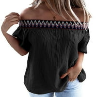 Ljetni hladni vrhovi ramena za ženska majica kratkih rukava Casual Vintage bluza majice