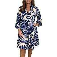 Ljetna haljina Žene Udobno labavi V-izrez za patchwork dugme za patchwork ugradbeni ležerna haljina