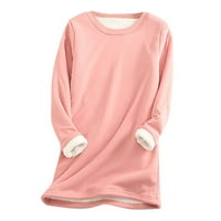 Ženski vrhovi plus veličina Čvrsta boja zadebljana plišana topli dugi rukav pamuk pulover bluze jeseni