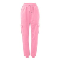 njshnmn casual pantalone za vježbanje, salon ženske dukseve sa džepovima, ružičastom, l
