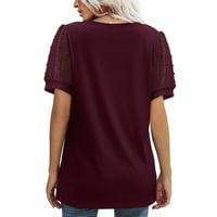 Bluze plus veličine za žene 2xL punog lisnatog rukava Švicarske majice V izrez Dressy Casual Chort rukav