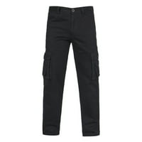 DroolingDog Duksevi Muškarci džepni gumb Zatvaranje ravno moda udobne opuštene crne aktivne pantalone