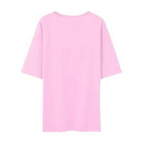 Apepal žene ljetne majice: kratki rukav prugaste tunike - Ženski posadni vrat The Thirt Bluzes Pink