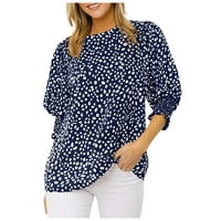 Ženski bluze skraćeni bluza s kratkim rukavima, labavi ženski okrugli izrez TEE BLUE XL