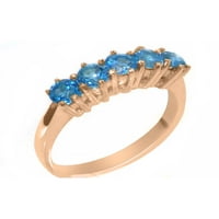 Britanci napravio 18k ružino zlato prirodno plavo Topaz ženski vječni prsten - Opcije veličine - veličina