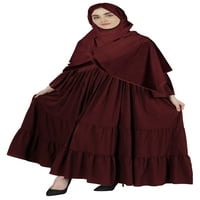 Bimba muslimanska haljina s hidžabom za žensku solidnu flaresleeve islamsku abaya molitvu haljinu