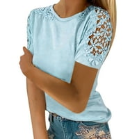 Ženska majica Ženske vrhove Ljetni modni čips Crochet Kratki rukav Crew Crke majice Ležerne bageri