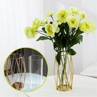 Vaza staklena cvjetna vaza sa geometrijskim metalnim postoljem, c ^ Rystal Clear Terrariums Plerter
