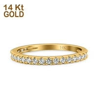 14K Gold okrugli simulirani CZ dame vjenčani bend pola vječne zaručničke prstene veličine 9