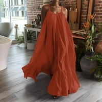Floleo Mother Day Darove ponude za žene Modni casual čvrsti kaiš haljina Džepna labava haljina bez leđa