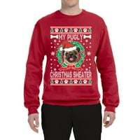 Divlji Bobby, moj pugly božićni džemper Božićni unisni grafički grafički džemper, crvena, velika